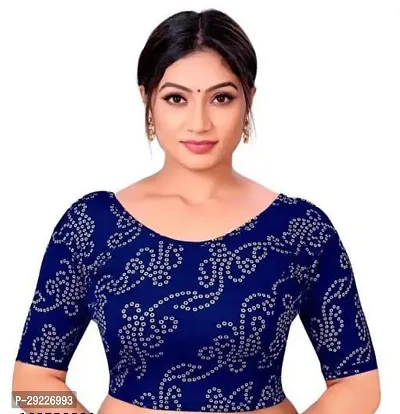 Stylish Navy Blue Cotton Blend Stitched Blouses For Women