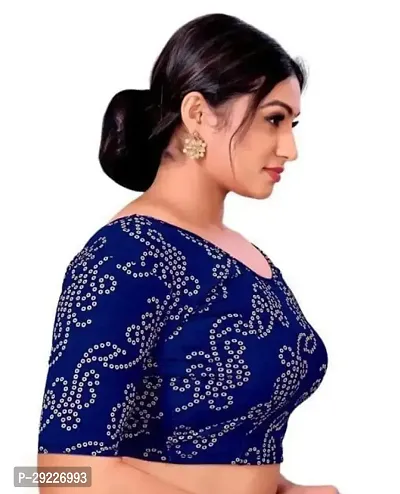 Stylish Navy Blue Cotton Blend Stitched Blouses For Women-thumb3