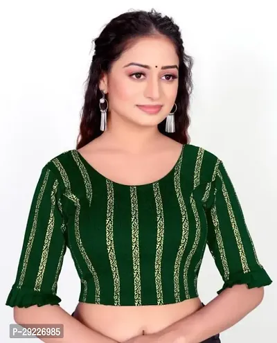 Stylish Green Cotton Blend Stitched Blouses For Women-thumb0