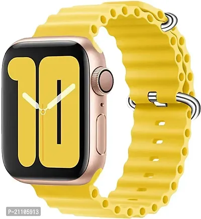 Flexible Silicone Sport Bands Compatible With Apple Watch Band For Men Women, For Iwatch Series(Yellow)-thumb0
