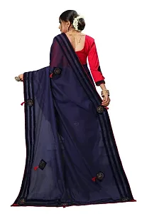 Stylish Fancy Chanderi Cotton Patch Work And Dimond Work Saree With Satin Banglori Blouse Piece For Women-thumb1