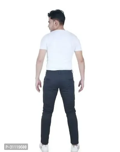 Stylish Blue Lycra Mid-Rise Trouser For Men-thumb2