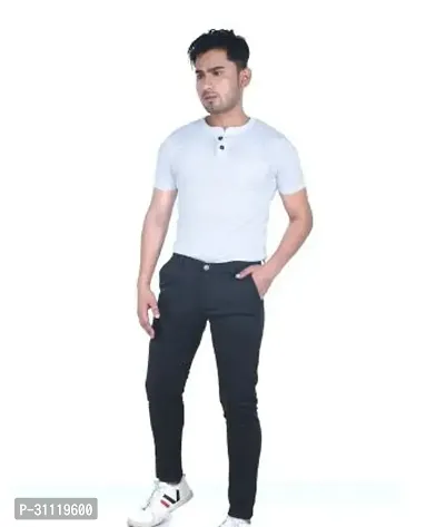 Stylish Blue Lycra Mid-Rise Trouser For Men-thumb3