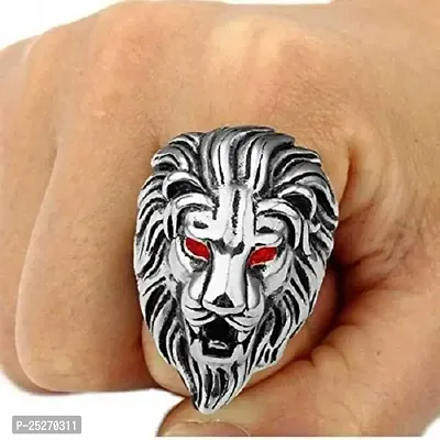 Mens Rings Lion Rings for Men Latest Lion Face Rings for Boys Lion Head Face Rings for Boys Men Unisex Stainless Steel Ring-thumb0