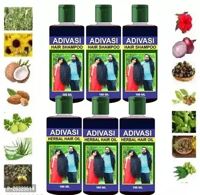 Adivasi Herbal hair Oil Pack of 3 and Shampoo pack of 3-thumb0