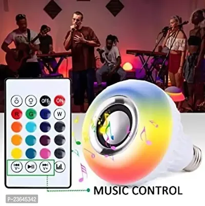 Premium Quality Bluetooth Enabled Smart Colour Changing Led Music Light Bulb Lamp (12 Watt), E27 And B22 Led Smart Light Lamp With Bluetooth Speaker-thumb0