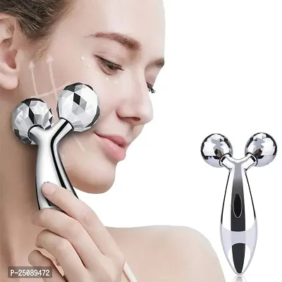 Face Body Roller Massager, 3D Roller Face Massager Y-Shape Face Lift Tool Firming Beauty Massage Body Face Massager (Silver)