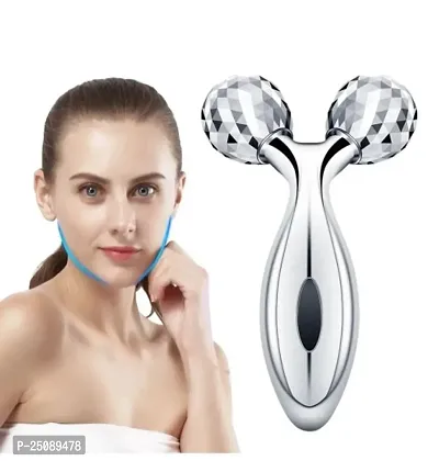 Face Body Roller Massager, 3D Roller Face Massager Y-Shape Face Lift Tool Firming Beauty Massage Body Face Massager (Silver)-thumb0