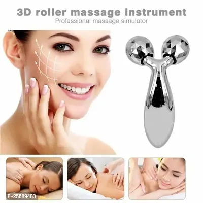 Face Body Roller Massager, 3D Roller Face Massager Y-Shape Face Lift Tool Firming Beauty Massage Body Face Massager (Silver)