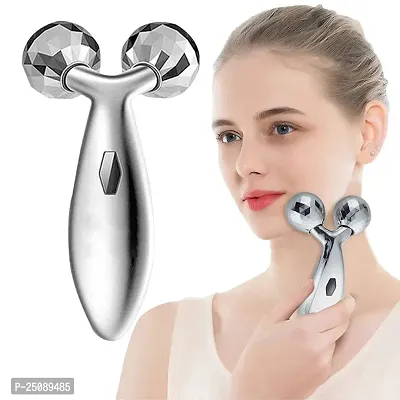 Face Body Roller Massager, 3D Roller Face Massager Y-Shape Face Lift Tool Firming Beauty Massage Body Face Massager (Silver)-thumb0