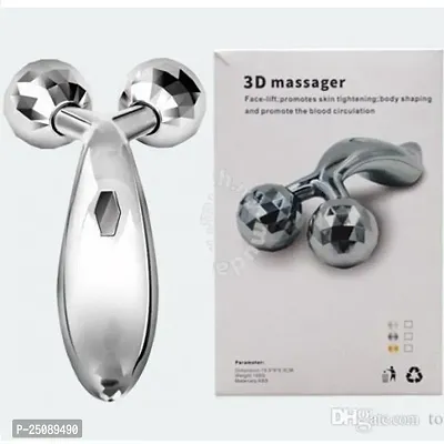 Face Body Roller Massager, 3D Roller Face Massager Y-Shape Face Lift Tool Firming Beauty Massage Body Face Massager (Silver)-thumb0