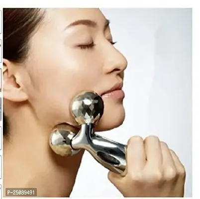 Face Body Roller Massager, 3D Roller Face Massager Y-Shape Face Lift Tool Firming Beauty Massage Body Face Massager (Silver)