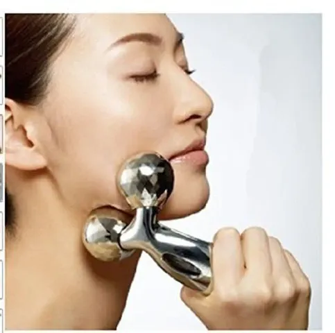 3D - Roller Massager 360 Rotate Silver Thin Face Full Body Shape Massager Facial Massage Relaxation Tool