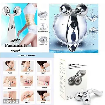 Face Body Roller Massager, 3D Roller Face Massager Y-Shape Face Lift Tool Firming Beauty Massage Body Face Massager (Silver)