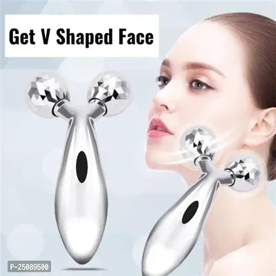 Face Body Roller Massager, 3D Roller Face Massager Y-Shape Face Lift Tool Firming Beauty Massage Body Face Massager (Silver)-thumb0