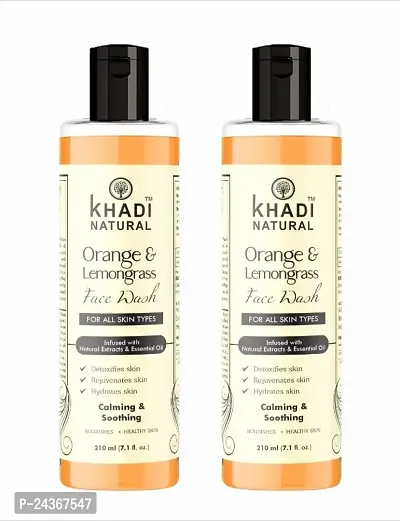 Khadi Natural Orange  Lemongrass Herbal Face Wash | Face Wash for Dry Skin | Natural Face Wash | Organic Face Wash for Healthy Skin Pack 2