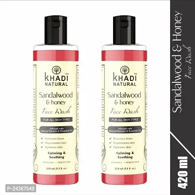 Khadi Natural Sandalwood Honey Face Wash 210ML - Nourishing and Soothing Facial Cleanser