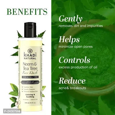 Khadi Natural Neem  Tea Tree Herbal Face Wash 210 ML - Experience Glowing Skin the Herbal Way Pack 2-thumb2