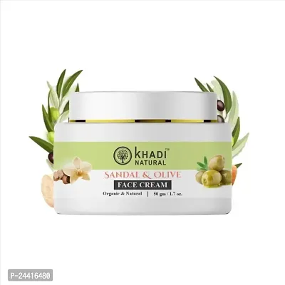 KHADI NATURAL Ayurvedic Sandal and Olive Face Nourishing Cream 50G - Deep Hydration and Radiance Boost-thumb0