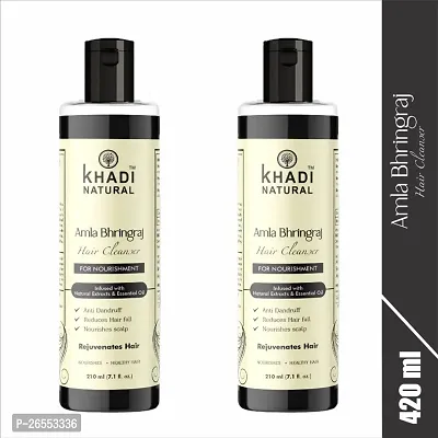 Khadi Natural Amla  Bhringraj Shampoo/Cleanser for Controlling Dandruff  Hair fall | Shampoo for Reducing Scalp Irritation | Paraben  Sulphate-Free | Suitable for All Hair Types, 210ml