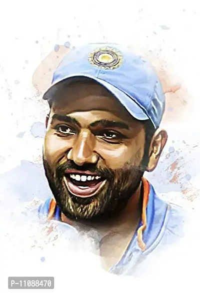 Indian Cricketer Bats Man Rohit Sharma Wall Poster | Posters for Room | Multi Colour | Home, Office and Temple Decor