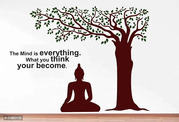 Samriddhi Lord Budha Under Tree with Quote Rolled Wall Poster (300 GSM Matte Paper, 13 X 19 Inch, Multicolour)