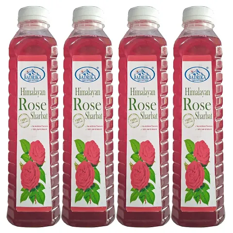 Badrika Pure Natural Himalayan Rose Squash Pack Of 4 (750 ML Each)