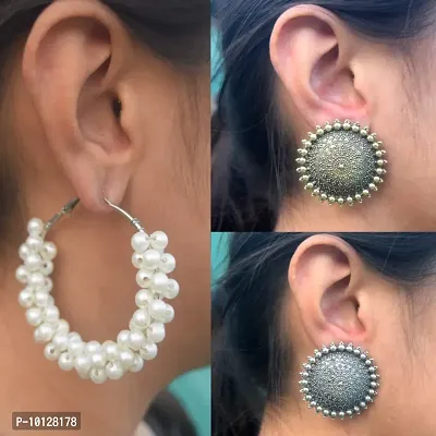 Trendy earrings combo set for girls an women. (Studs and hoops combo) (Pack of 3)