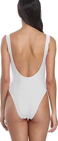 Womens Spandex White Solid Swimming Suit For Girls Free Size-thumb1