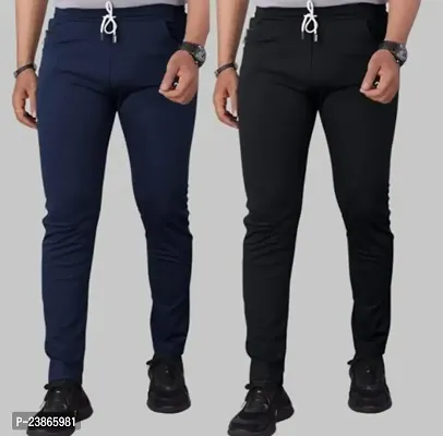 Stylish Cotton Blend Regular Track Pants For Men Pack Of 3-thumb0