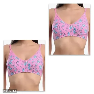 Stylish Pink Cotton Blend Printed Bras For Women Pack Of 2-thumb0