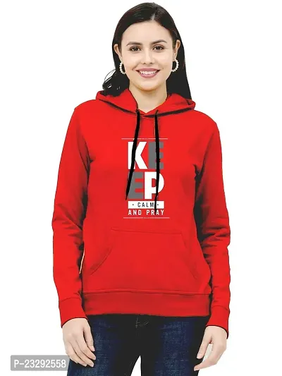 Stylish Fancy Cotton Blend Printed Hoodie Sweatshirts For Women-thumb0