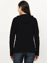 Women Full Sleeve Solid Hooded Sweatshirt-thumb1