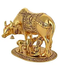 ANGORA CREATIONS? Large Gold Elegant Kamdhenu Cow and Calf Metal Statue Spiritual Showpiece Figurine Sculpture House Warming Gift  Home Decor Congratulatory Blessing Gift Item-thumb1