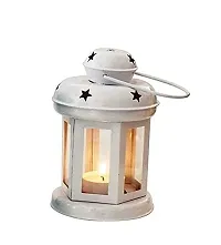 Agarwal Trading Corporation Decorative Iron Lantern with Tealight Candle | Lantern/Lamp with T-Light Candle Holder Hanging Light for Home Decor (Pack of 2, Black  White)-thumb2