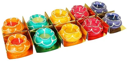 Agarwal Trading Corporation Diwali Diyas | Traditional Handmade Terracotta Clay Diya | Mitti Deepak Decorate for Diwali | Diya for Puja | Diwali Home Decoration Candle Diya (Set of 10, Assorted Colour))-thumb1