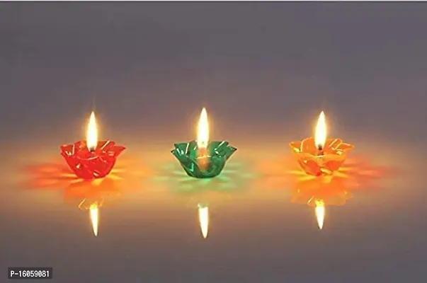 Agarwal Trading Corporation Multicolour Reflective Transparent Diyas for Home Decor Diwali Decoration, Spa, Birthdays Party (Pack of 12, Multi Colour)-thumb3