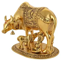 ANGORA CREATIONS? Large Gold Elegant Kamdhenu Cow and Calf Metal Statue Spiritual Showpiece Figurine Sculpture House Warming Gift  Home Decor Congratulatory Blessing Gift Item-thumb2