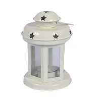 Agarwal Trading Corporation Decorative Iron Lantern with Tealight Candle | Lantern/Lamp with T-Light Candle Holder Hanging Light for Home Decor (Pack of 2, Black  White)-thumb3