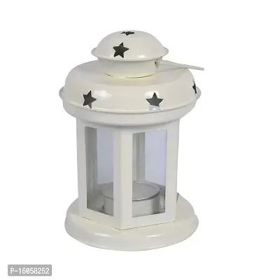 Agarwal Trading Corporation Decorative Iron Lantern with Tealight Candle | Lantern/Lamp with T-Light Candle Holder Hanging Light for Home Decor (Pack of 2, Black  White)-thumb4