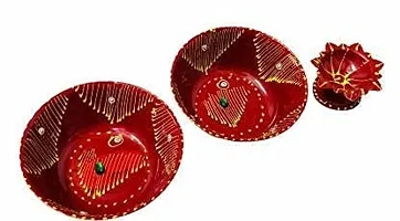 Rajasthani Decorative Handmade Traditional Multicolor Karwachauth Thali Set Attractive Multipurpose Beaded Puja Thali for Diwali 12 INCH-thumb1