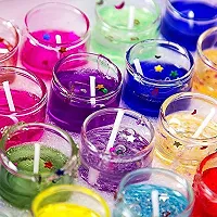 Small Smokeless Decorated Mini Cute Little Glass Jelly Gel Paraffin Wax Candles (Multicolour, Set of 24 Pieces, Size- 2.5x2.5 cm)-thumb3