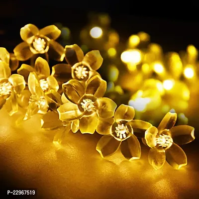 Silicon Flower Curtain String Window Festival Lights Indoor Outdoor Home Decoration Series for Diwali, Christmas, Wedding,(3 Meter, Warm White,14 Flower LED)-thumb5