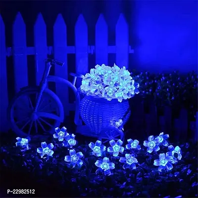 Silicon Flower Curtain String Window Festival Lights Indoor Outdoor Home Decoration Series for Diwali, Christmas, Wedding,(3 Meter, BLUE,14 Flower LED)-thumb0