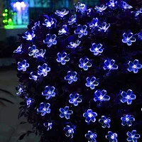 Silicon Flower Curtain String Window Festival Lights Indoor Outdoor Home Decoration Series for Diwali, Christmas, Wedding,(3 Meter, BLUE,14 Flower LED)-thumb2