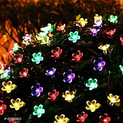 Silicon Flower Curtain String Window Festival Lights Indoor Outdoor Home Decoration Series for Diwali, Christmas, Wedding,(3 Meter, MULTICOLOR,14 Flower LED)-thumb0