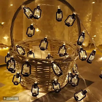 14 LED Black Lantern Fairy String Lights for Home, Diwali Festival Decor Lights, Waterproof String Fairy Rice Lights for Indoor and Outdoor Decoration Lights Plug-in (3 Meter Warm White)-thumb2