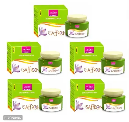 VI - JOHN Saffron Skin Organic Fairness Cream For Remove Dark Spots, Skin Whitening Vitamin E  Mulberry Extract (All Skin) - 50 Gm Each Pack (Pack of 5)(FAIRNESS CREAM-36)