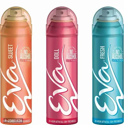 EVA Deodorant Spray, Fresh, Doll  Sweet ,125ml - Combo 3 Deodorant Spray - For Women  (125 ml, Pack of 3)