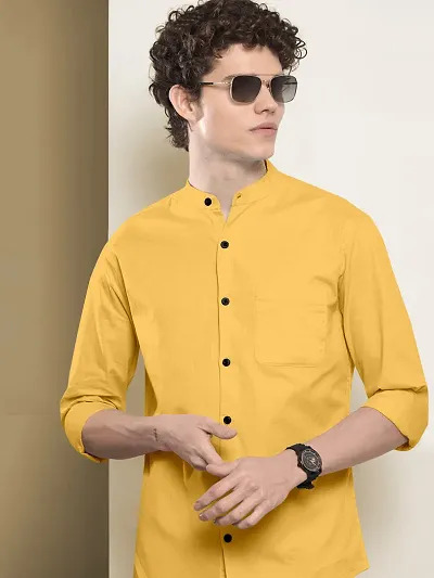 Reliable Blend Solid Long Sleeves Casual Shirts For Men